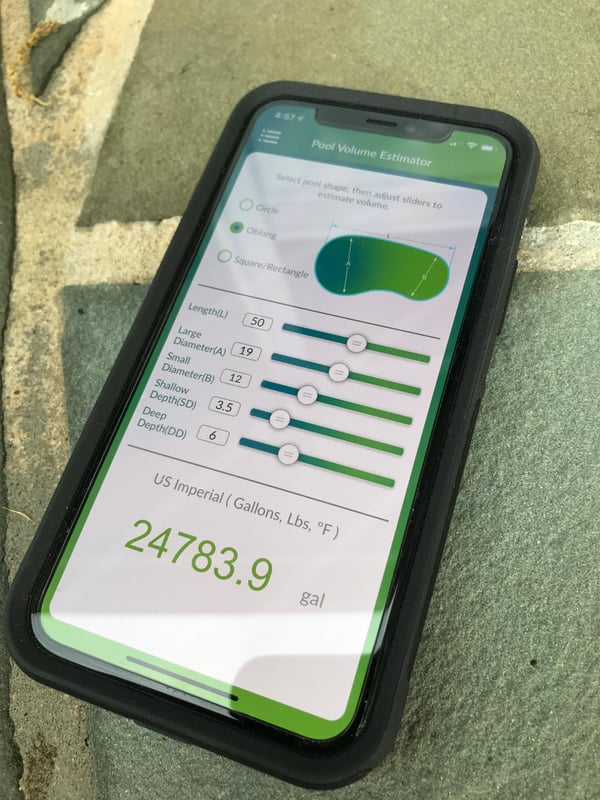 orenda app, volume estimator, pool volume calculator, how to calculate pool size, pool gallonage, orenda app