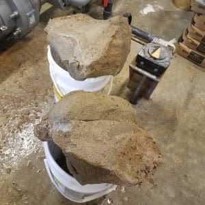 calcium phosphate, hard calcium phosphate, hard filter sand, sand filter hardened, rock hard filter sand