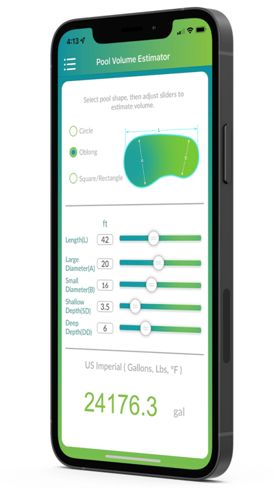 Pool volume estimator, orenda app 2.0