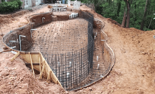 SSG pools, concrete pool shell, swimming pool rebar, swimming pool construction