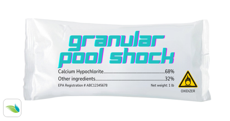example of granular calcium hypochlorite pool shock, Orenda pool chemistry lesson. Cal hypo shock