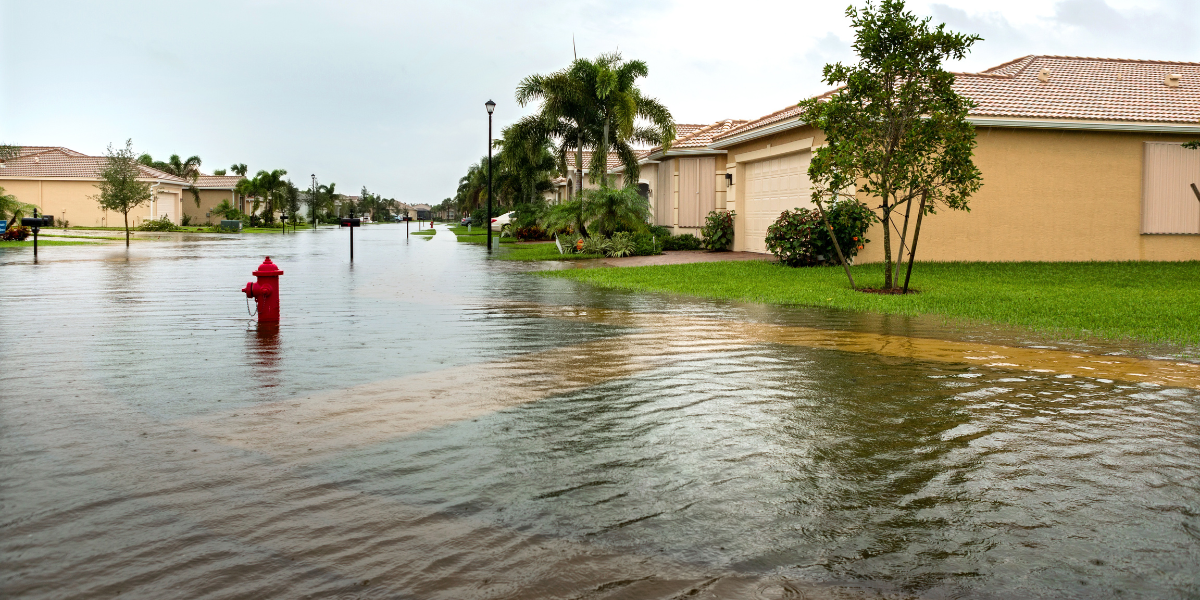 hurricane flood in neighborhood