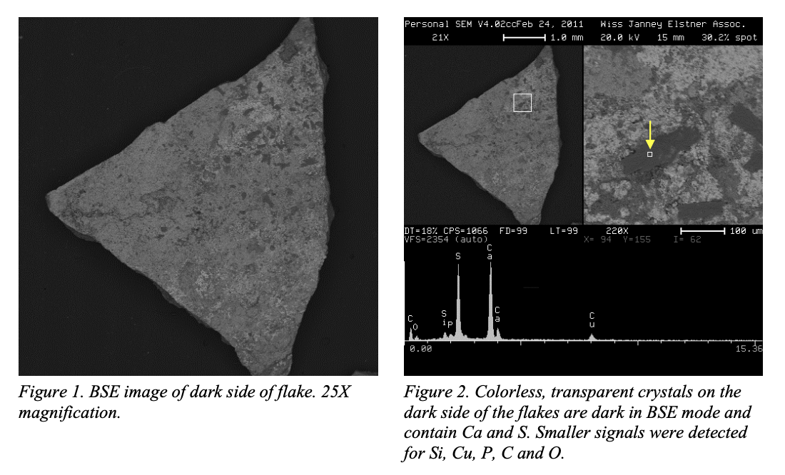 onBalance lab report of calcium phosphate flakes in swimming pool heater, calcium phopshate and calcium sulfate scale in pool